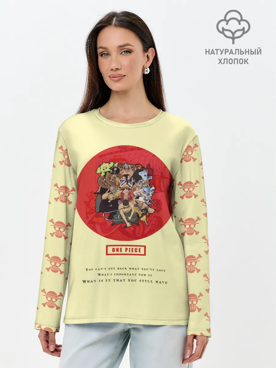 Лонгслив женский. Хлопок / Пираты Соломенной Шляпы | One Piece