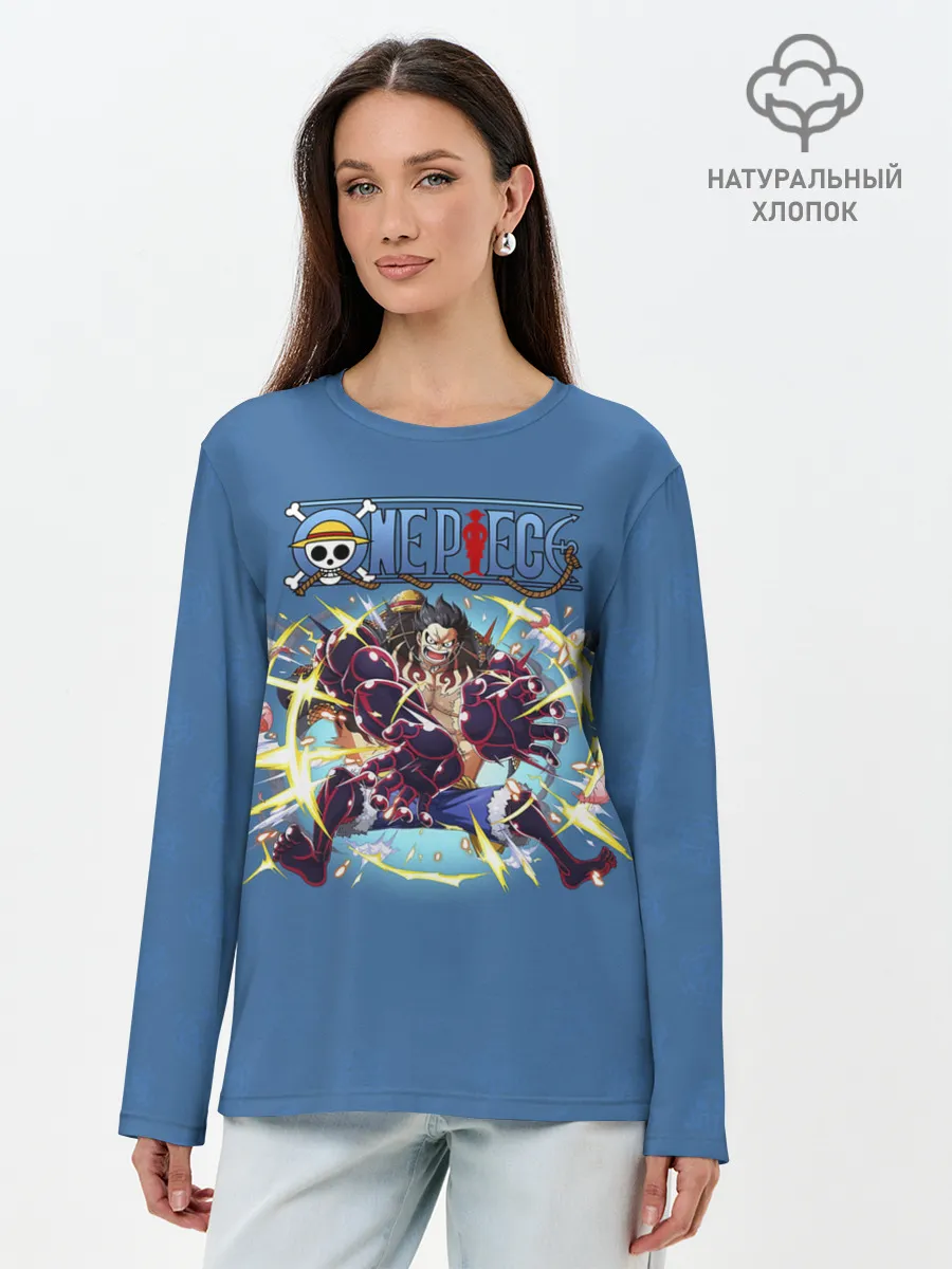 Лонгслив женский. Хлопок / Атака Луффи взрыв | One Piece