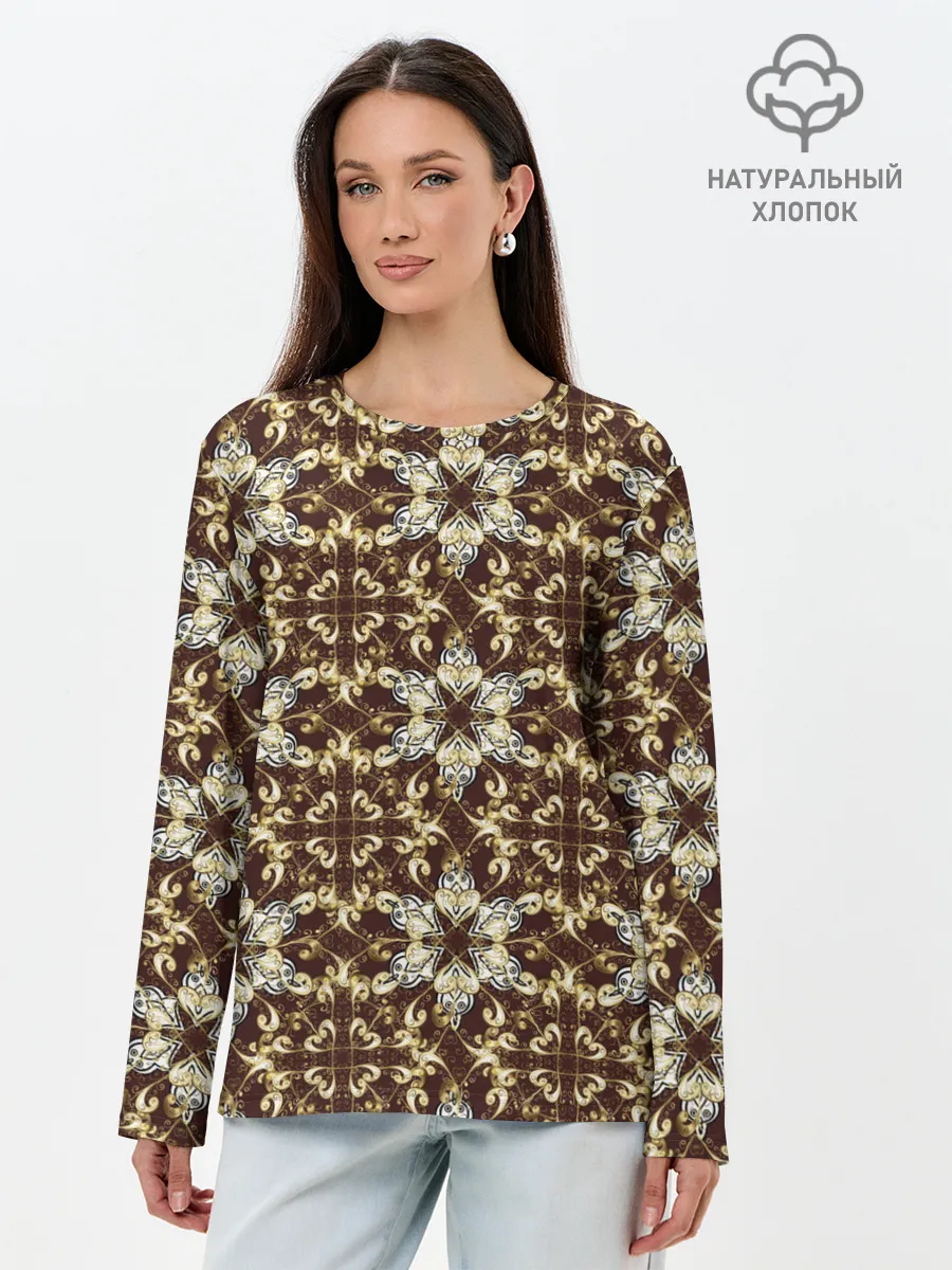 Лонгслив женский. Хлопок / узоры