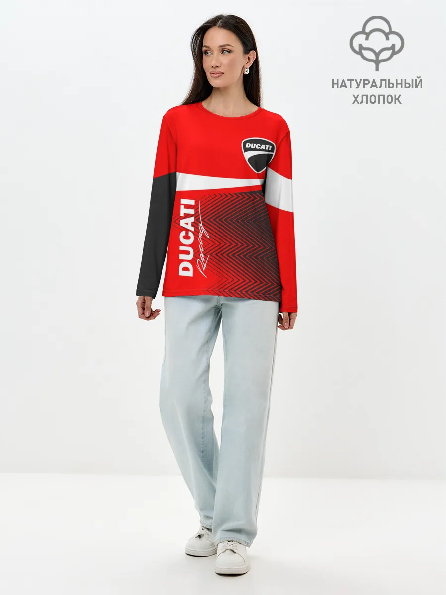 Лонгслив женский. Хлопок / DUCATI / ДУКАТИ / MOTOSPORT