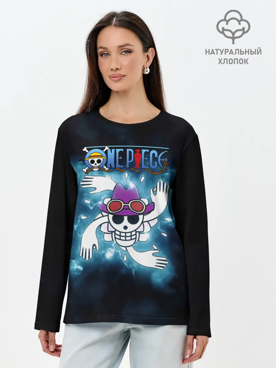 Лонгслив женский. Хлопок / Веселый Роджер Робин One Piece