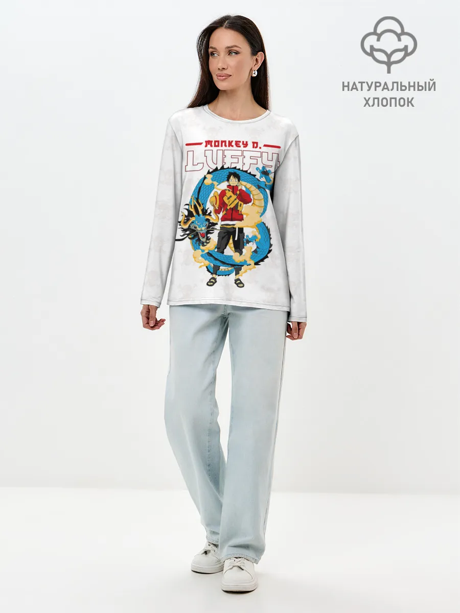 Лонгслив женский. Хлопок / Дракон Манки Д. Луффи | One Piece