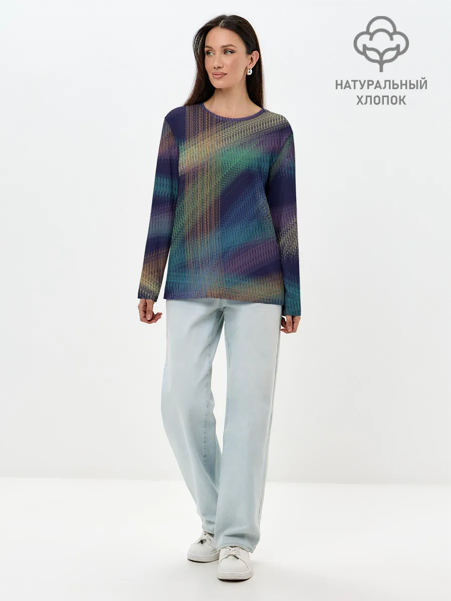 Лонгслив женский. Хлопок / разноцветная