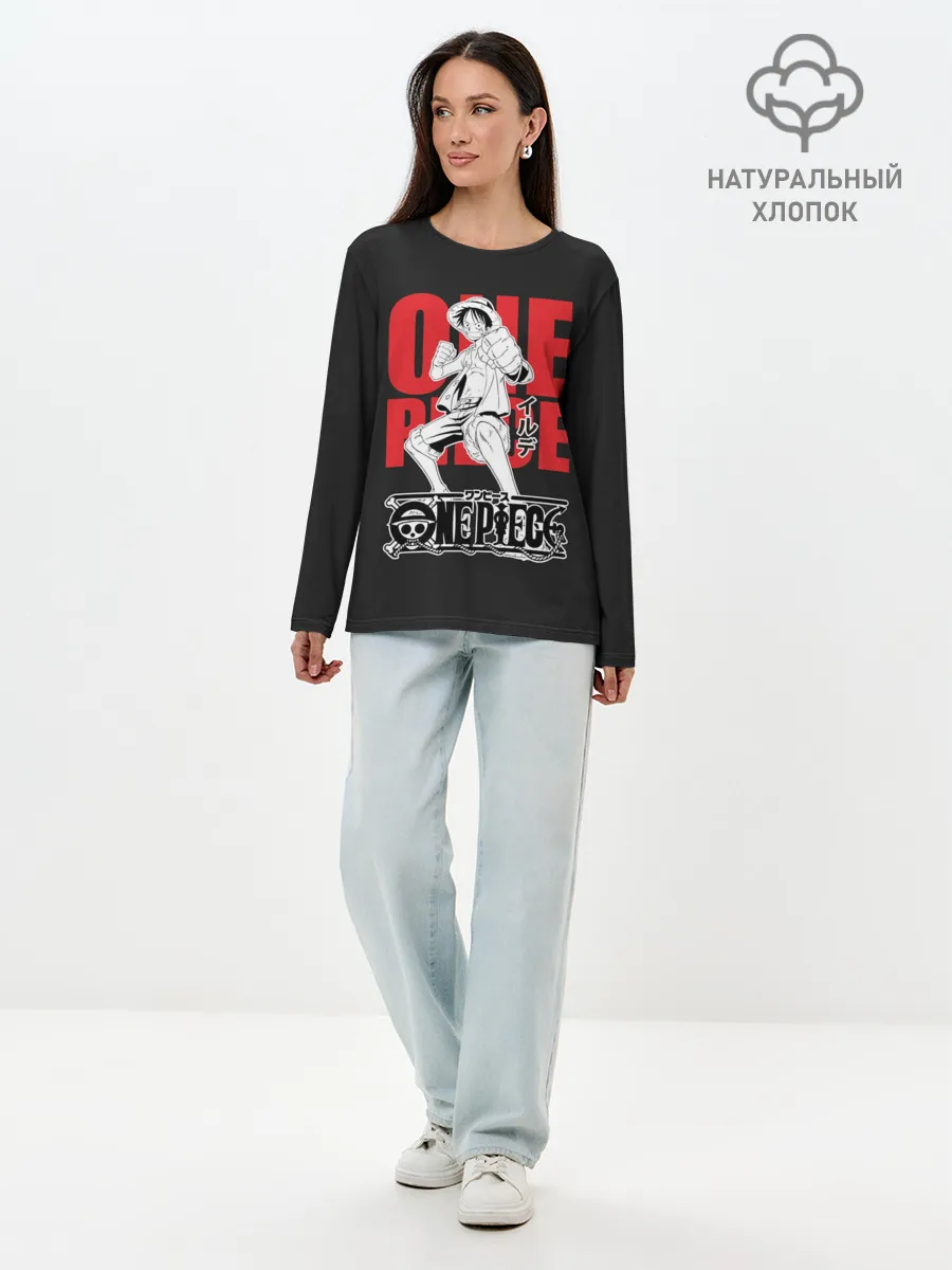 Лонгслив женский. Хлопок / One Piece Luffy