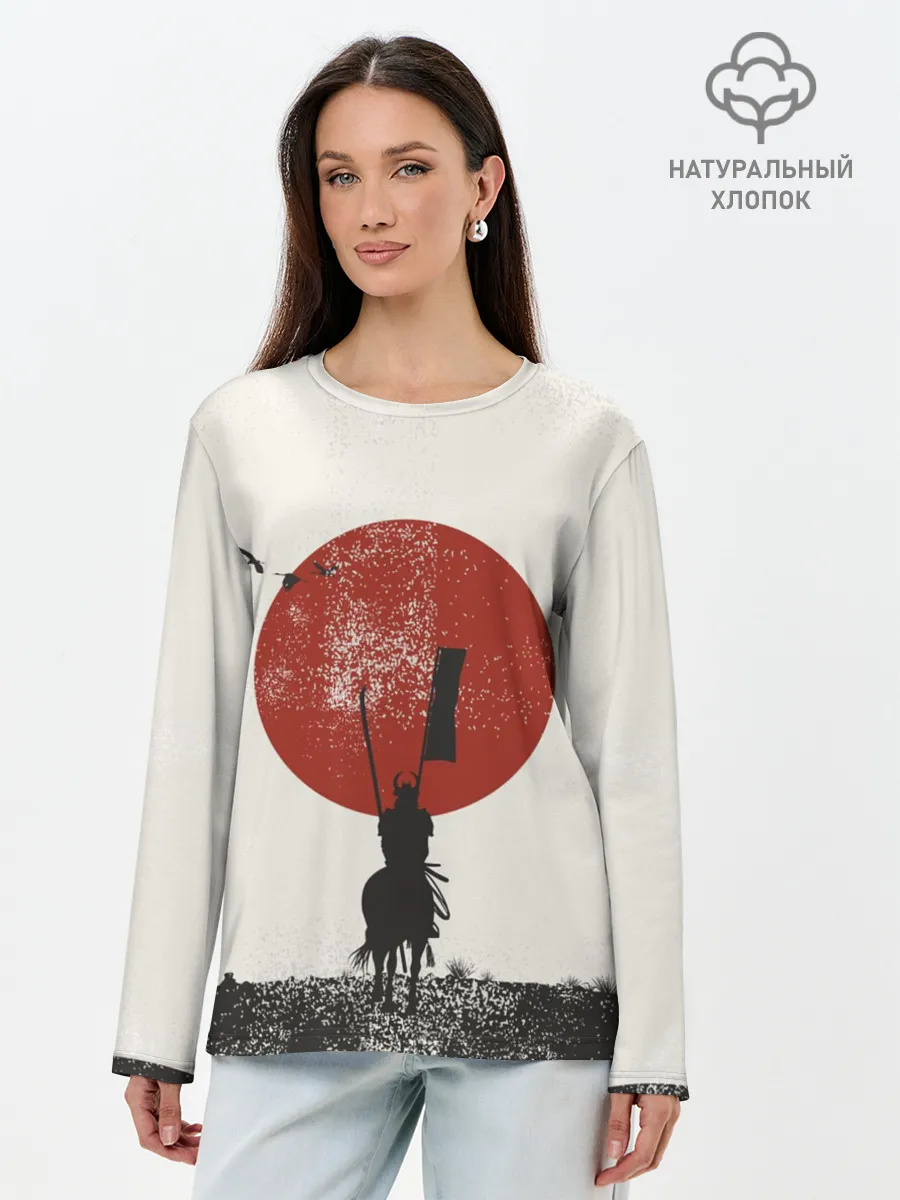 Лонгслив женский. Хлопок / Самурай на коне