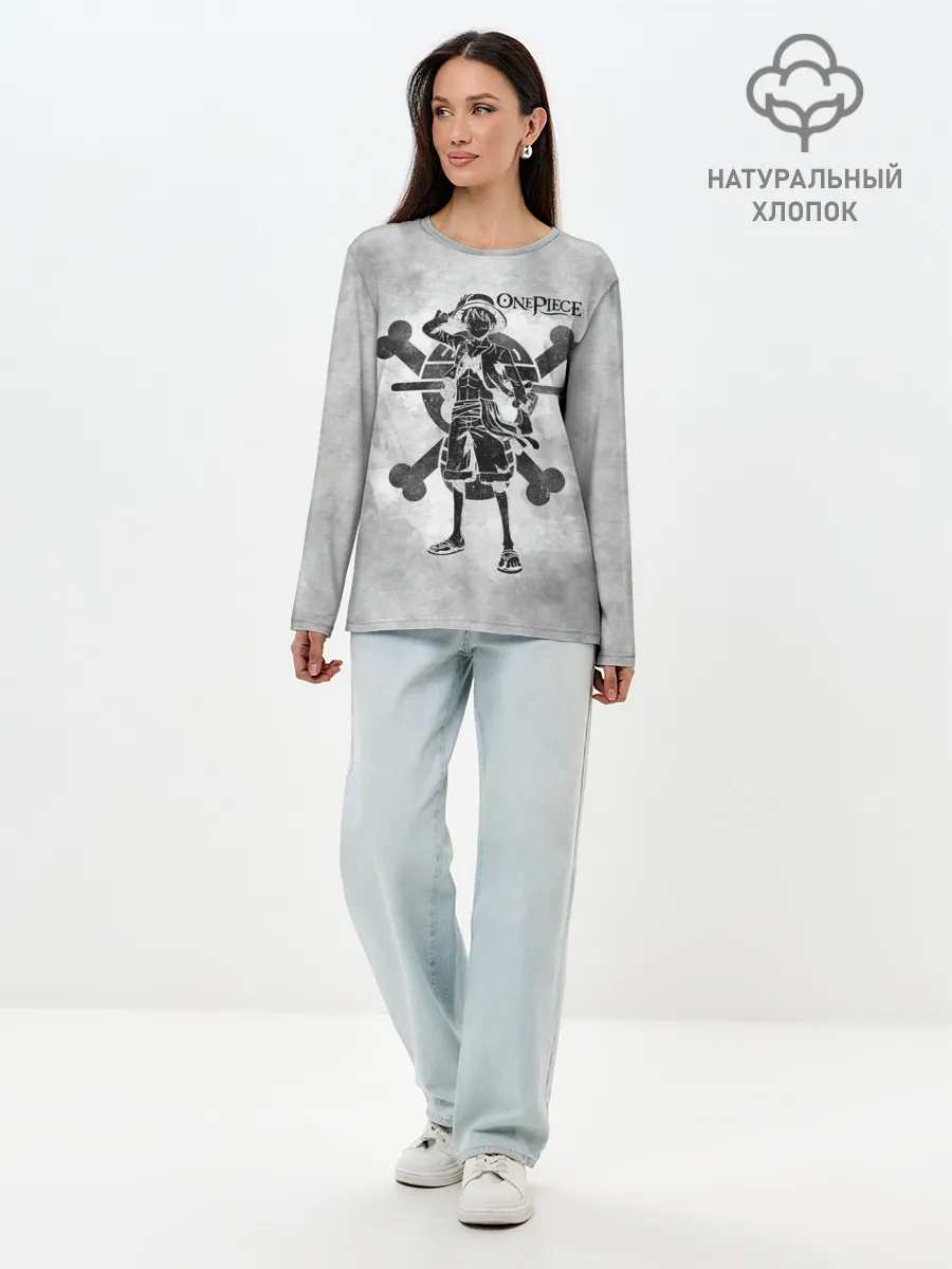 Лонгслив женский. Хлопок / Манки Д. Луффи пират Соломенной Шляпы