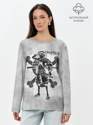 Лонгслив женский. Хлопок / Манки Д. Луффи пират Соломенной Шляпы