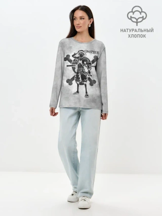 Лонгслив женский. Хлопок / Манки Д. Луффи пират Соломенной Шляпы