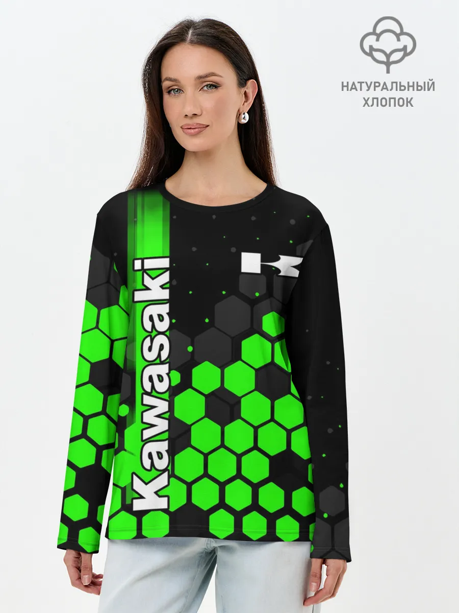 Лонгслив женский. Хлопок / KAWASAKI / КАВАСАКИ