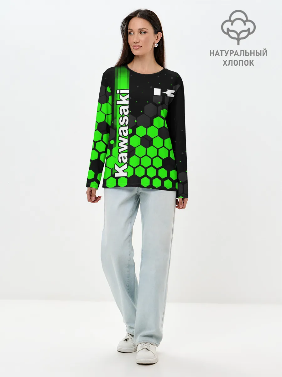 Лонгслив женский. Хлопок / KAWASAKI / КАВАСАКИ
