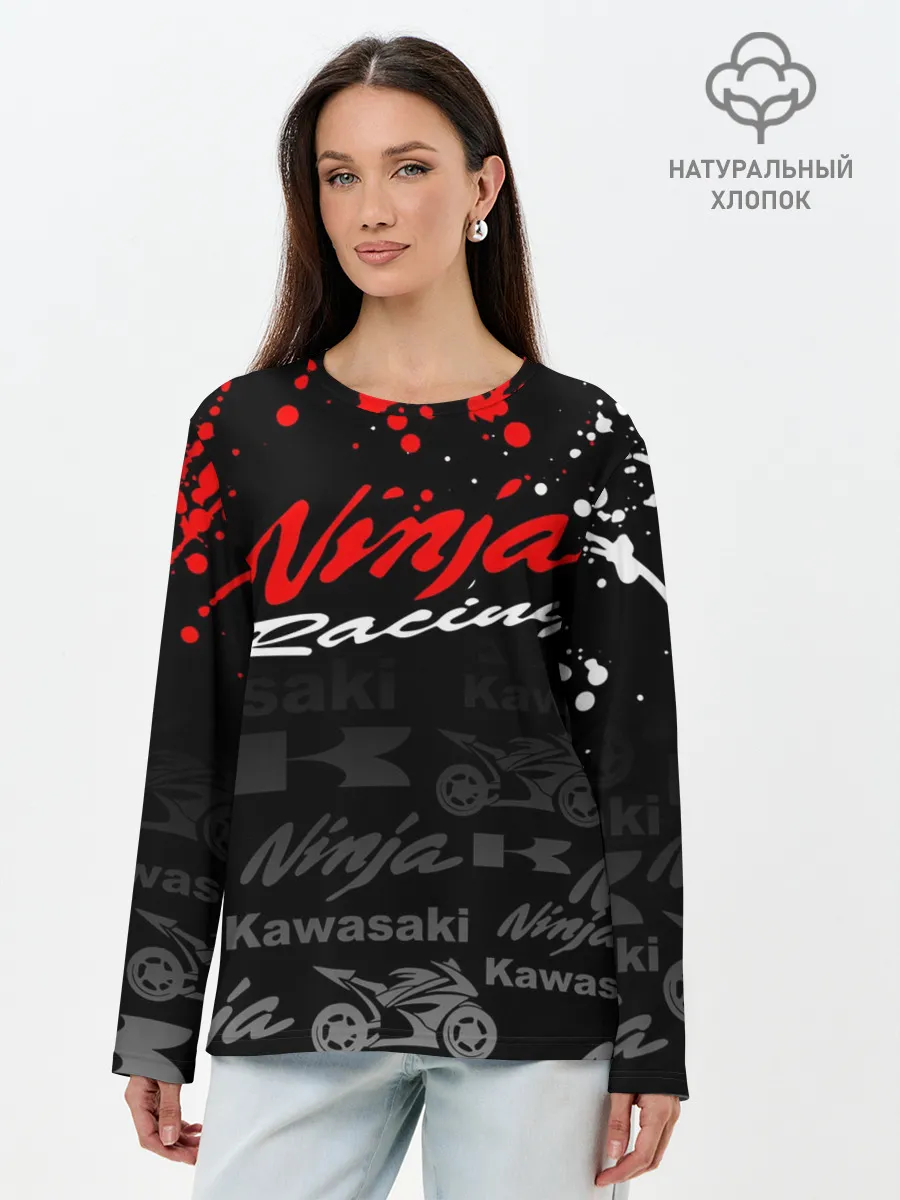 Лонгслив женский. Хлопок / KAWASAKI NINJA / NINJA RACING