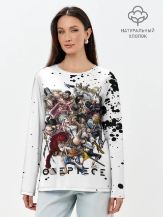 Лонгслив женский. Хлопок / Пираты One Piece. Большой куш
