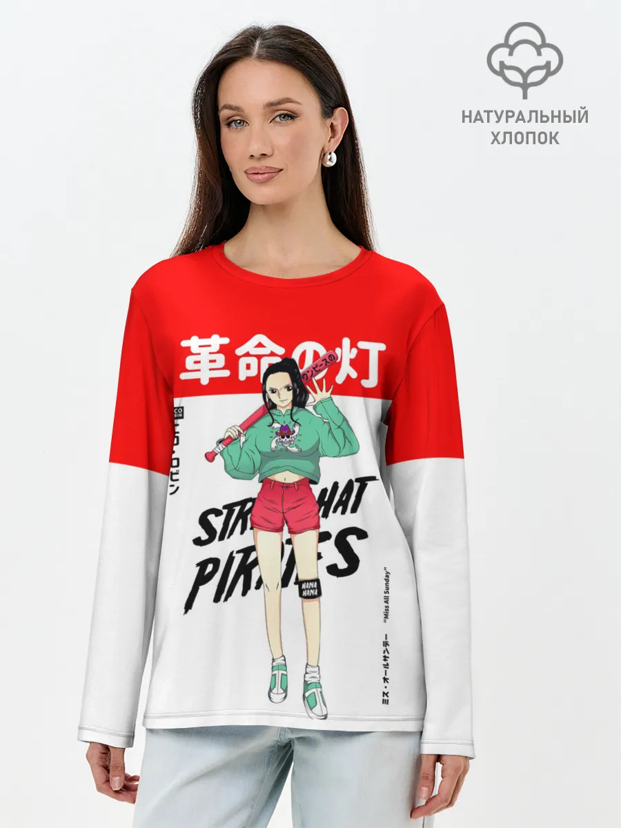 Лонгслив женский. Хлопок / Нико Робин | One Piece. Большой куш
