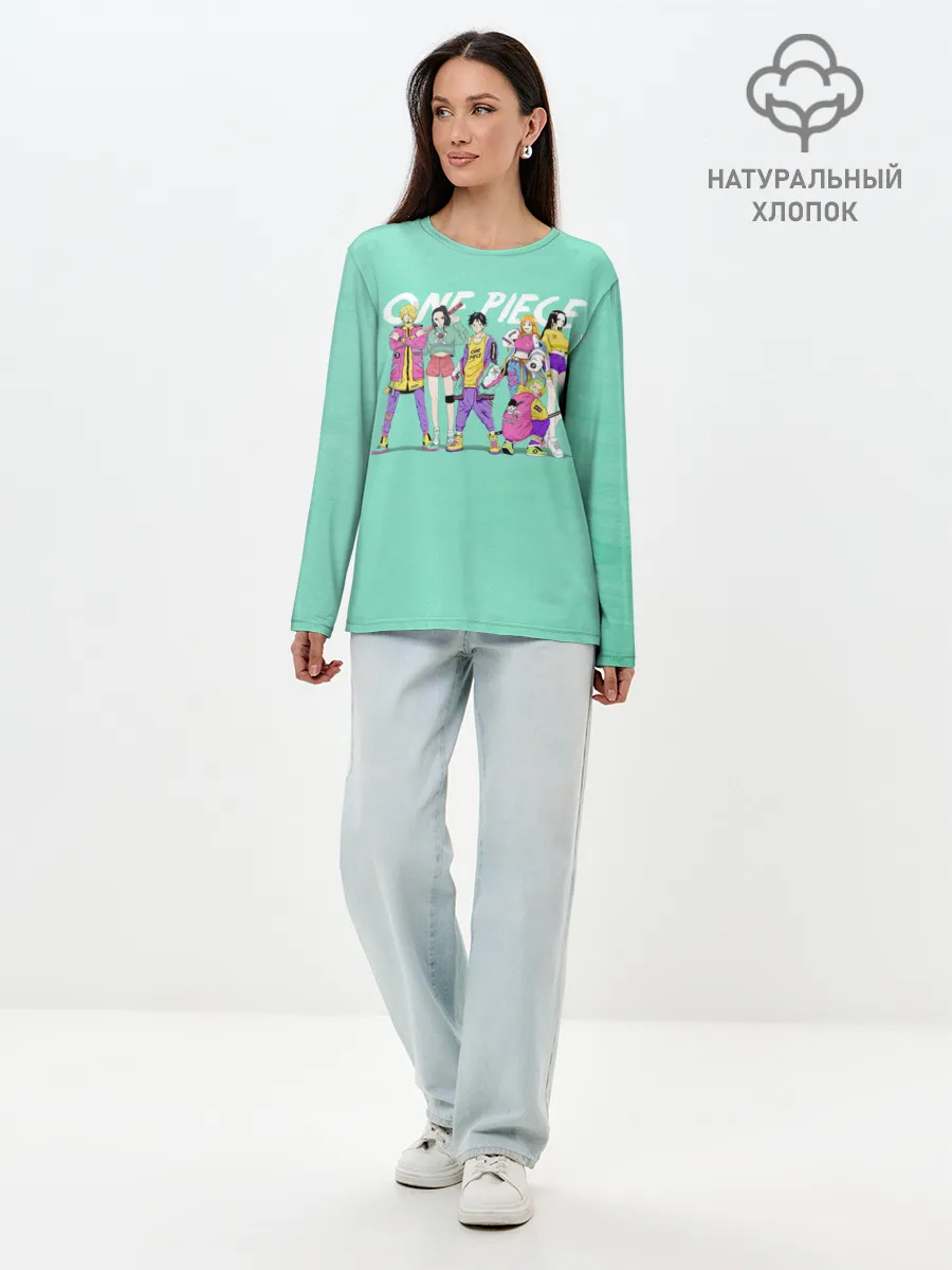 Лонгслив женский. Хлопок / Пираты One Piece на стиле