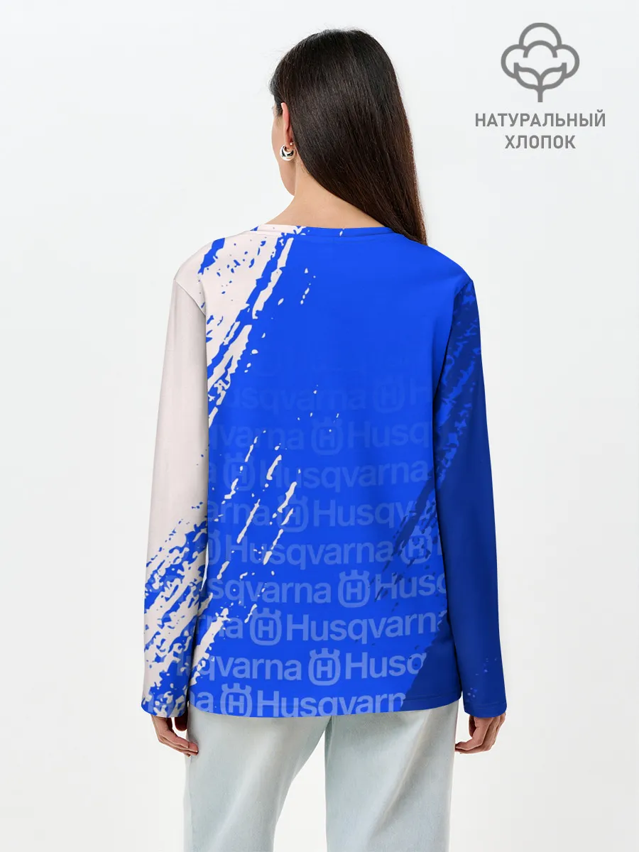 Лонгслив женский. Хлопок / HUSQVARNA / ХУСКВАРНА / BLUE