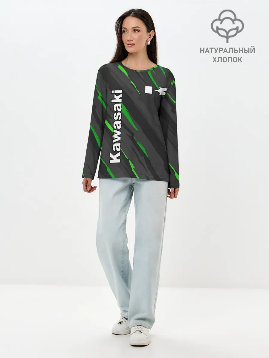Лонгслив женский. Хлопок / KAWASAKI / КАВАСАКИ / SPORT