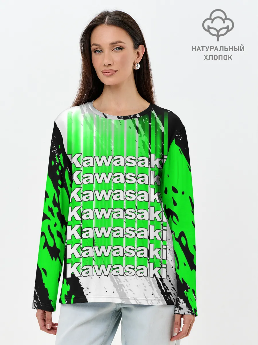 Лонгслив женский. Хлопок / KAWASAKI / КАВАСАКИ / SPORT