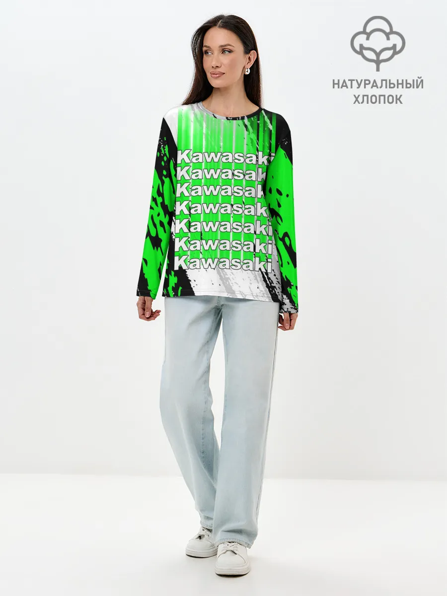 Лонгслив женский. Хлопок / KAWASAKI / КАВАСАКИ / SPORT