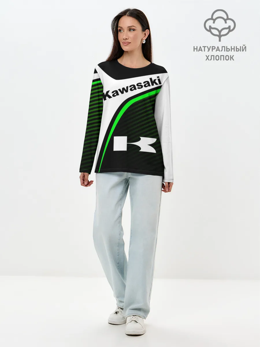 Лонгслив женский. Хлопок / KAWASAKI / КАВАСАКИ / SPORT