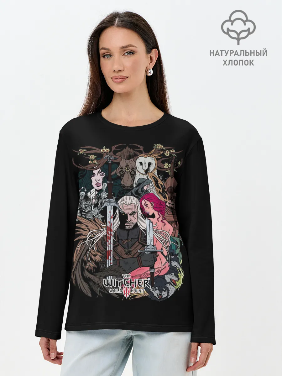 Лонгслив женский. Хлопок / Арт Дикой Охоты