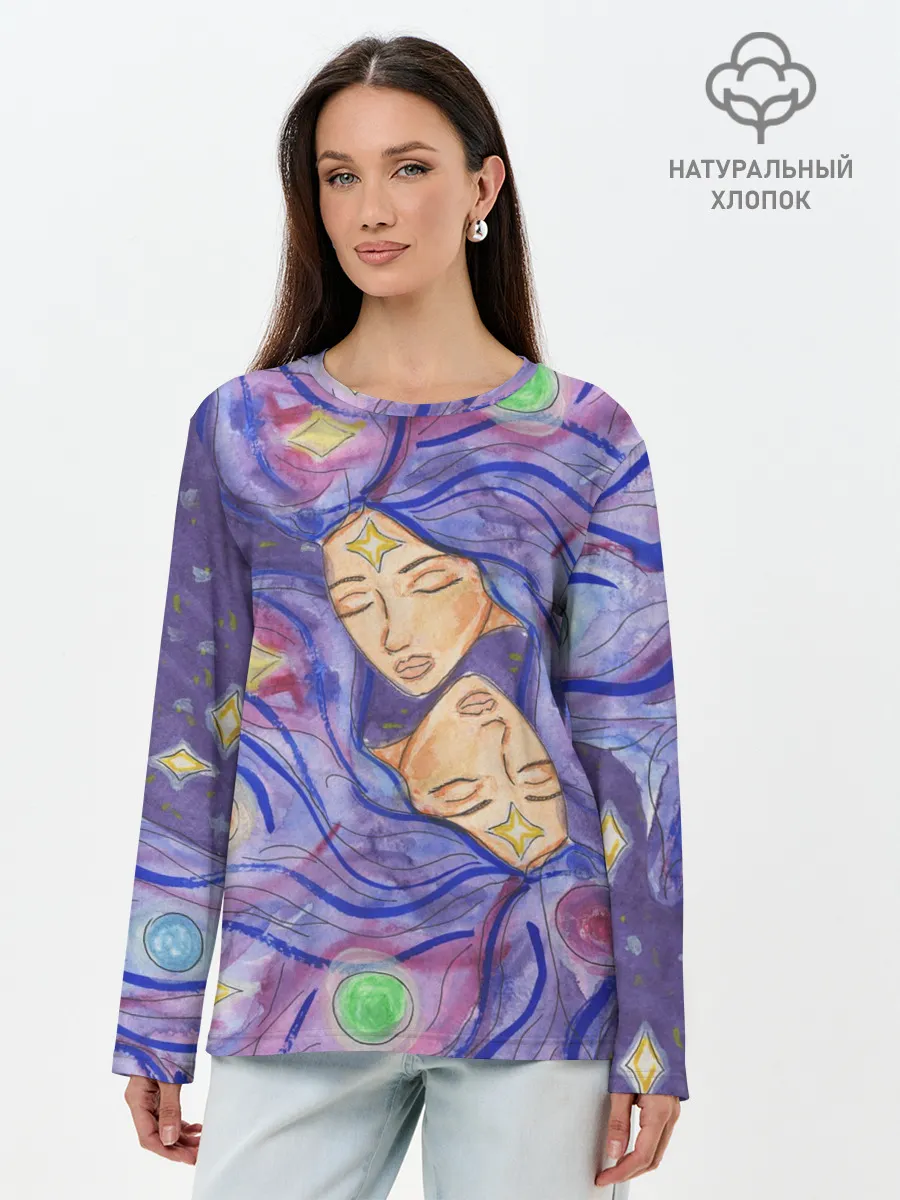 Лонгслив женский. Хлопок / Галактика