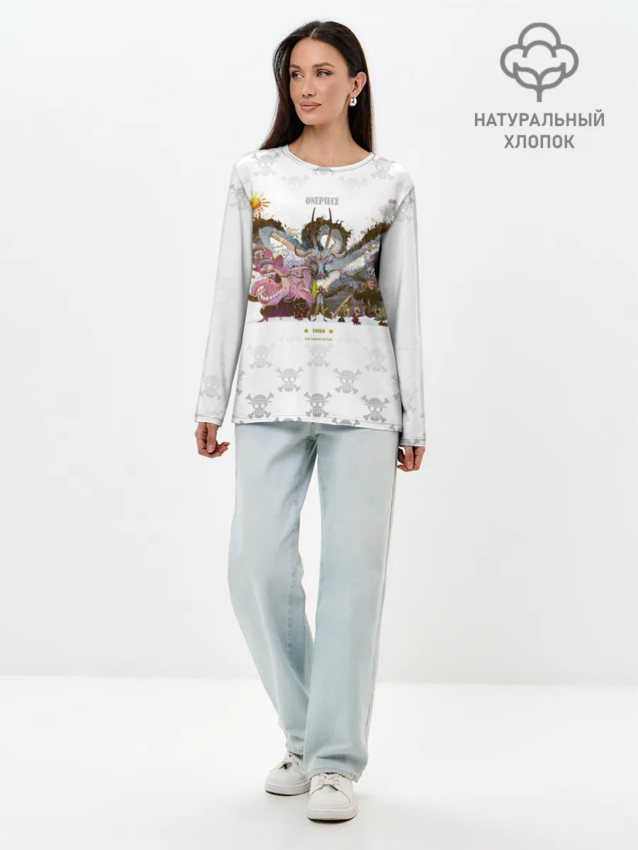 Лонгслив женский. Хлопок / Монстры пираты One Piece