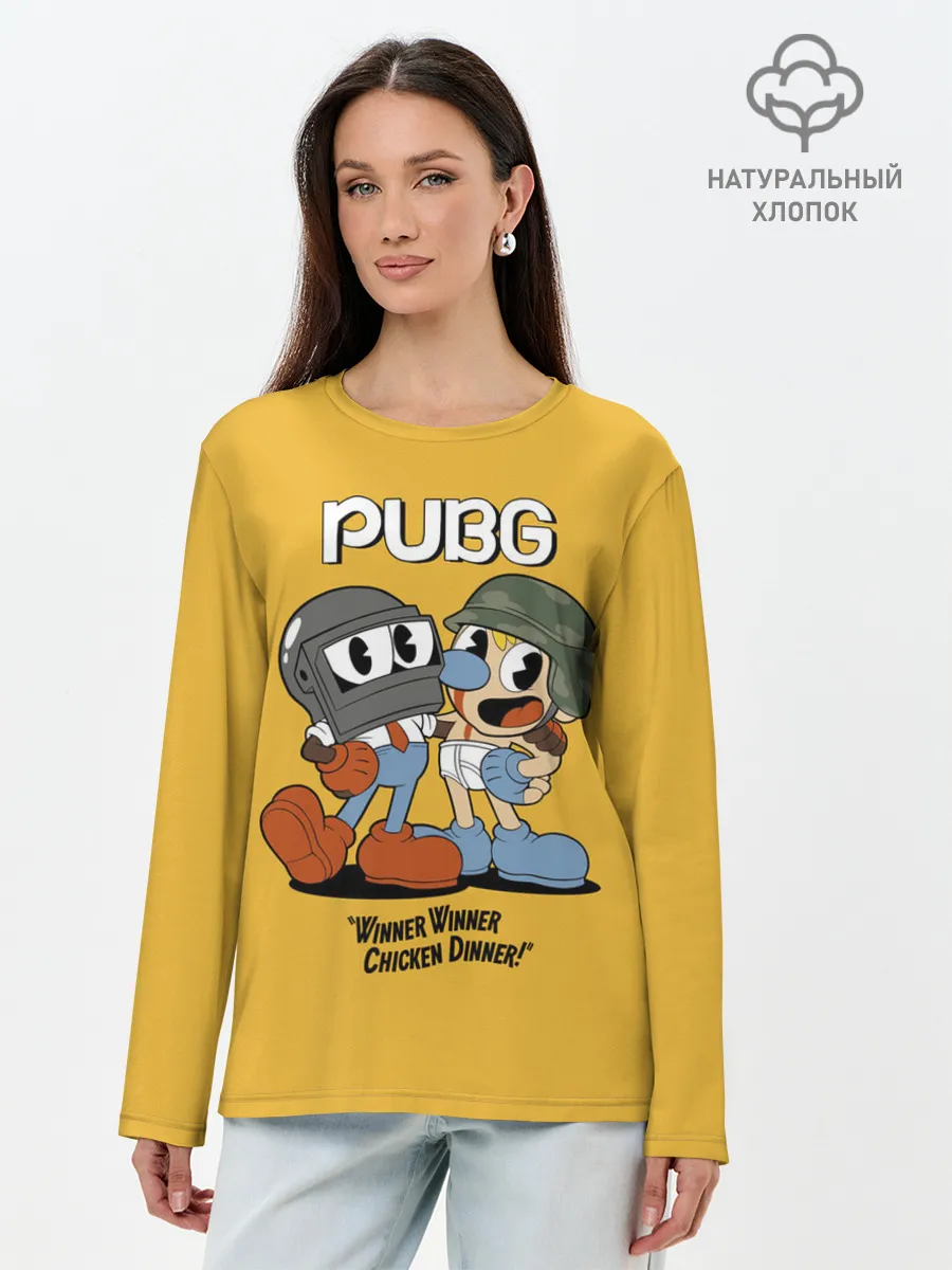 Лонгслив женский. Хлопок / Чашки победиетели