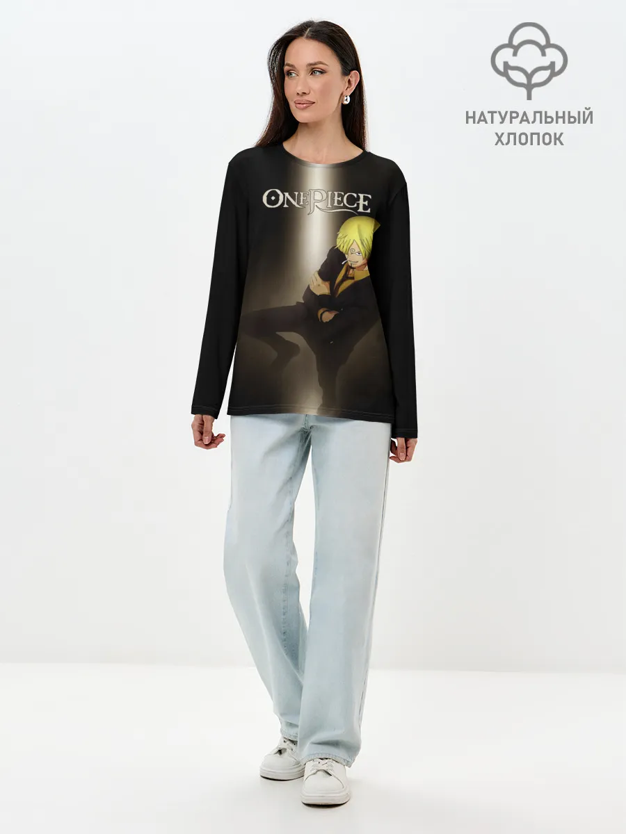 Лонгслив женский. Хлопок / Винсмок Санджи | One Piece. Большой куш