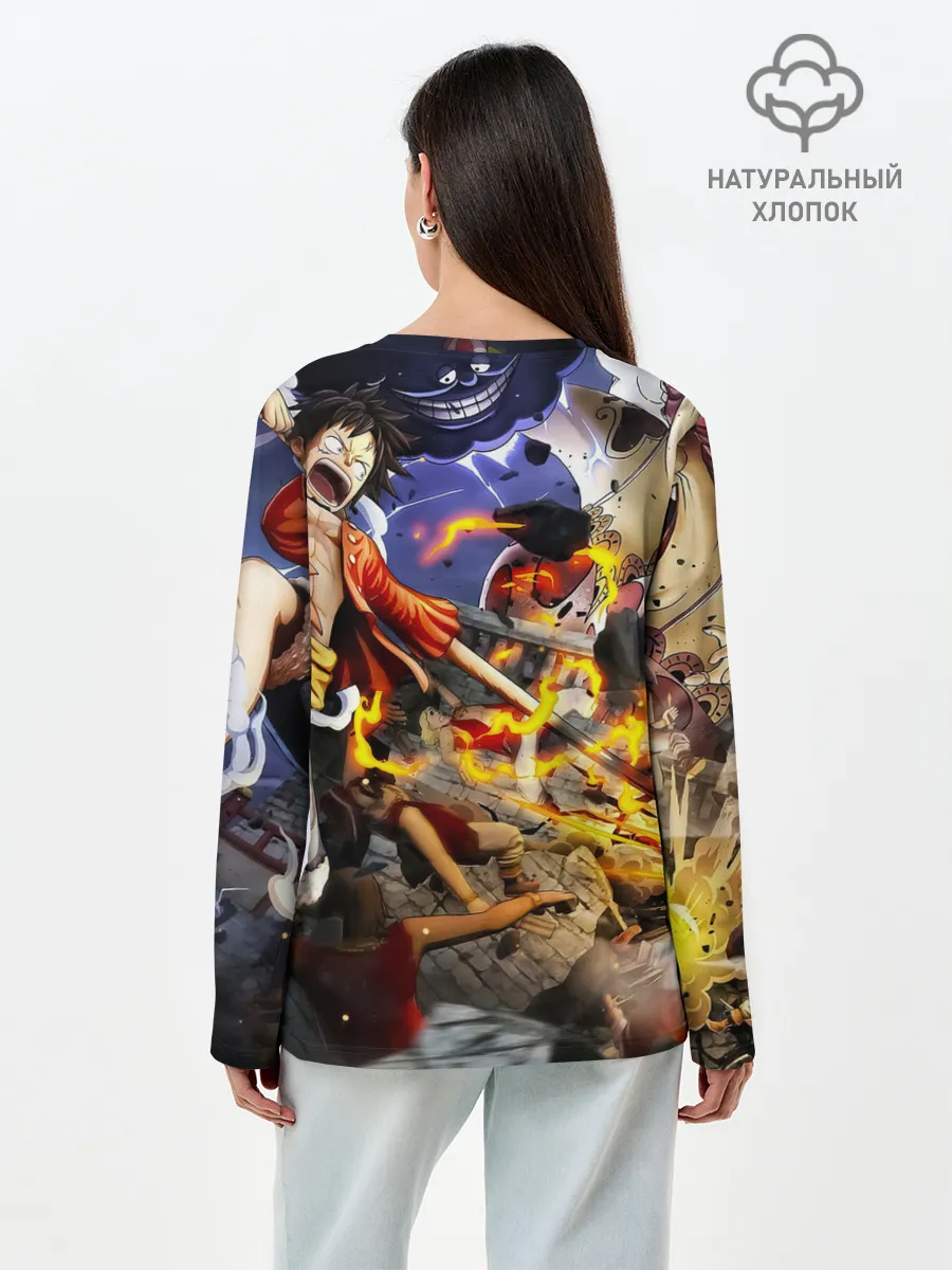 Лонгслив женский. Хлопок / Экшен One Piece. Большой куш