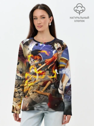 Лонгслив женский. Хлопок / Экшен One Piece. Большой куш