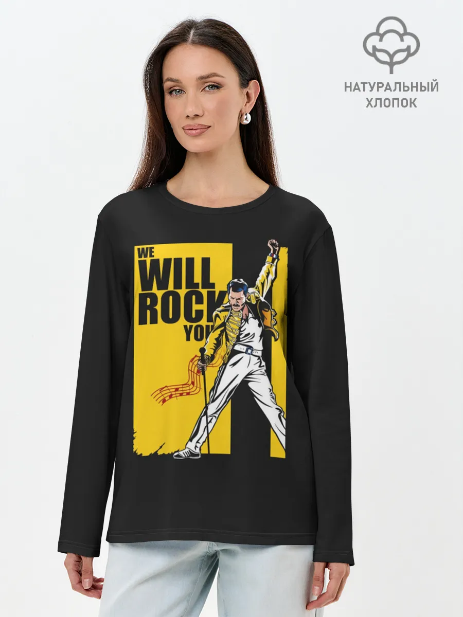 Лонгслив женский. Хлопок / We will rock you