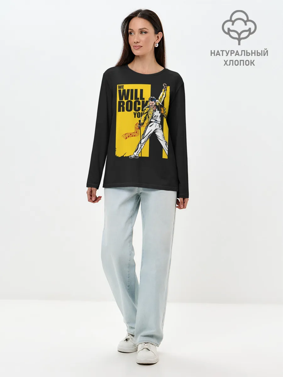 Лонгслив женский. Хлопок / We will rock you