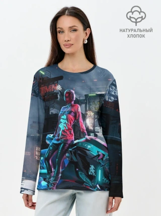 Лонгслив женский. Хлопок / Cyberpunk