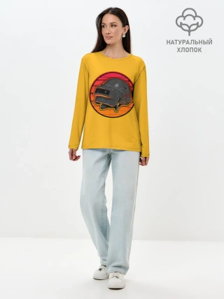 Лонгслив женский. Хлопок / Шлем Пабг