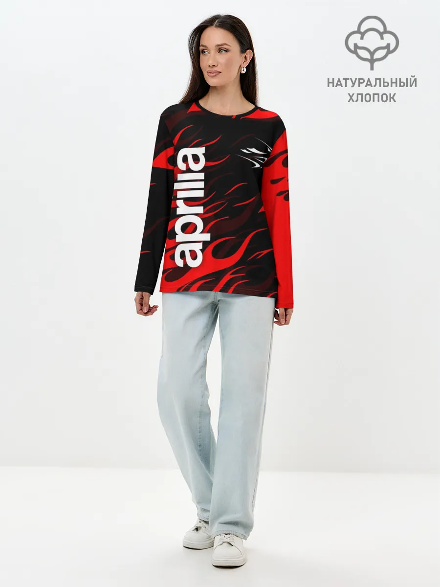Лонгслив женский. Хлопок / APRILIA / АПРИЛИЯ / MOTO