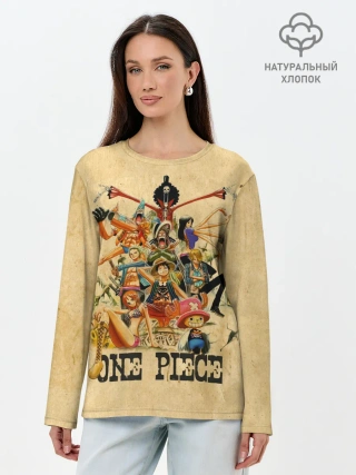 Лонгслив женский. Хлопок / One Piece пираты Соломенной Шляпы
