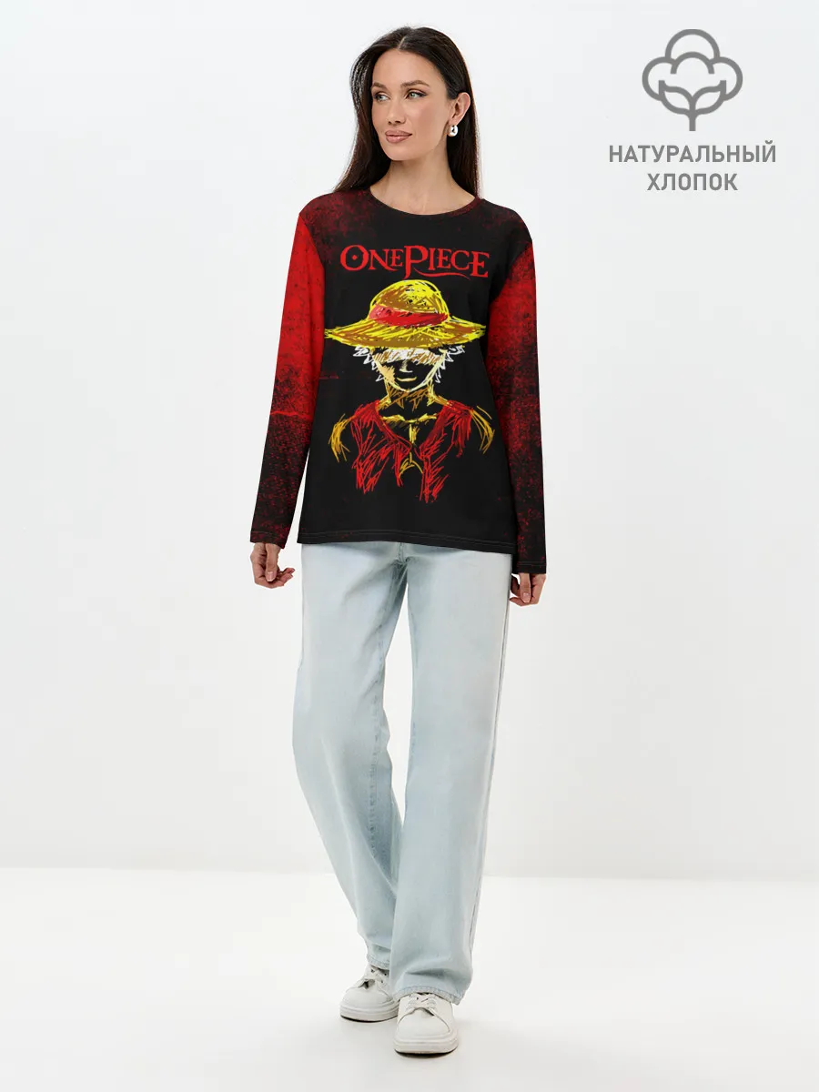 Лонгслив женский. Хлопок / One Piece. Большой куш Луффи