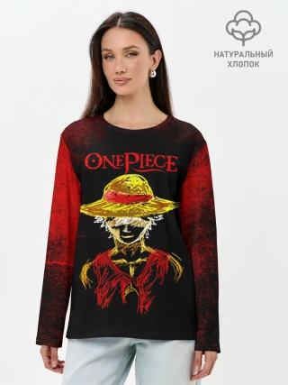 Лонгслив женский. Хлопок / One Piece. Большой куш Луффи