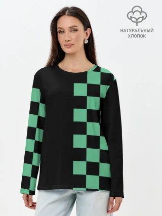 Лонгслив женский. Хлопок / КОСТЮМ TANJIRO KAMADO | ТАНДЖИРО