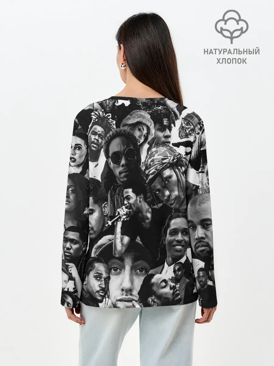 Лонгслив женский. Хлопок / Music Rap allpic