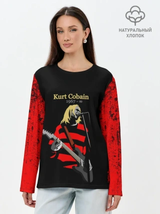 Лонгслив женский. Хлопок / КУРТ КОБЕЙН | НИРВАНА | ЛОГО