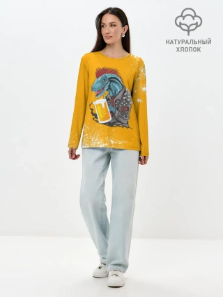 Лонгслив женский. Хлопок / Пивозавр - Взрыв