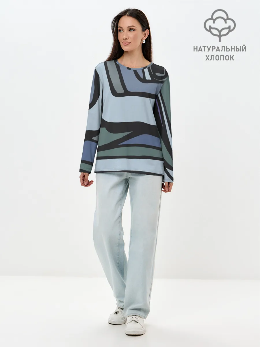 Лонгслив женский. Хлопок / Графит