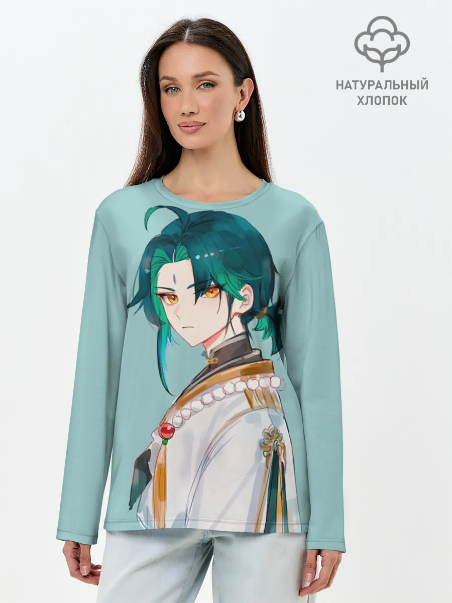 Лонгслив женский. Хлопок / Xiao / Genshin Impact /