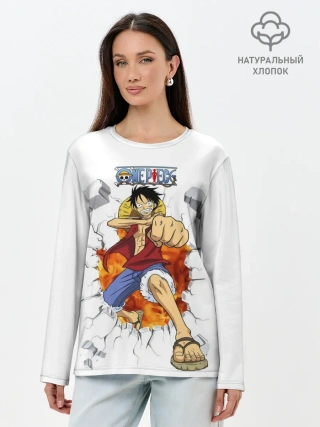 Лонгслив женский. Хлопок / Луффи One Piece. Большой куш