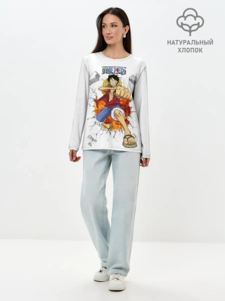 Лонгслив женский. Хлопок / Луффи One Piece. Большой куш