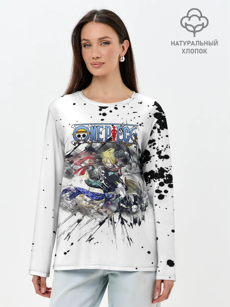 Лонгслив женский. Хлопок / Винсмок Санджи One Piece