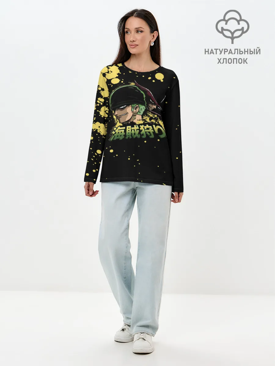 Лонгслив женский. Хлопок / Зоро One Piece. Большой куш