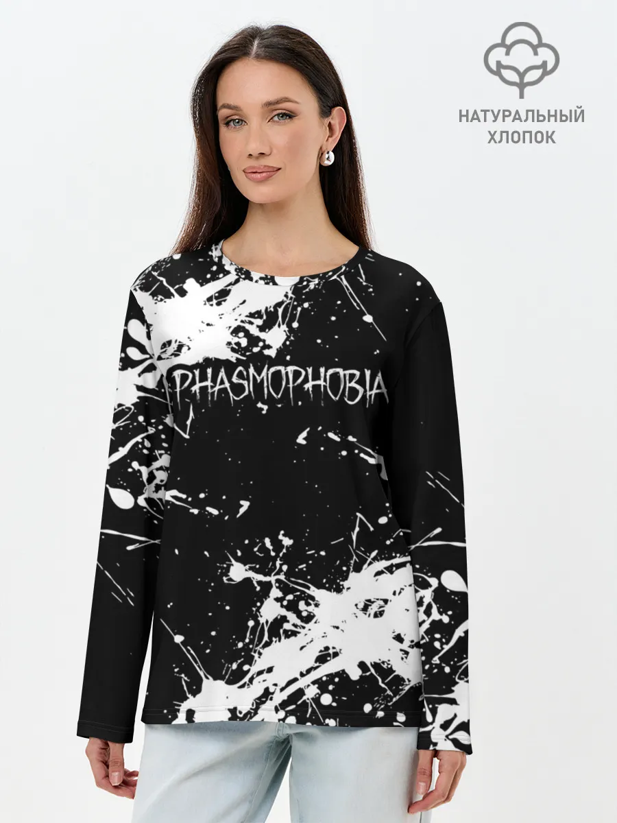 Лонгслив женский. Хлопок / Phasmophobia / краска