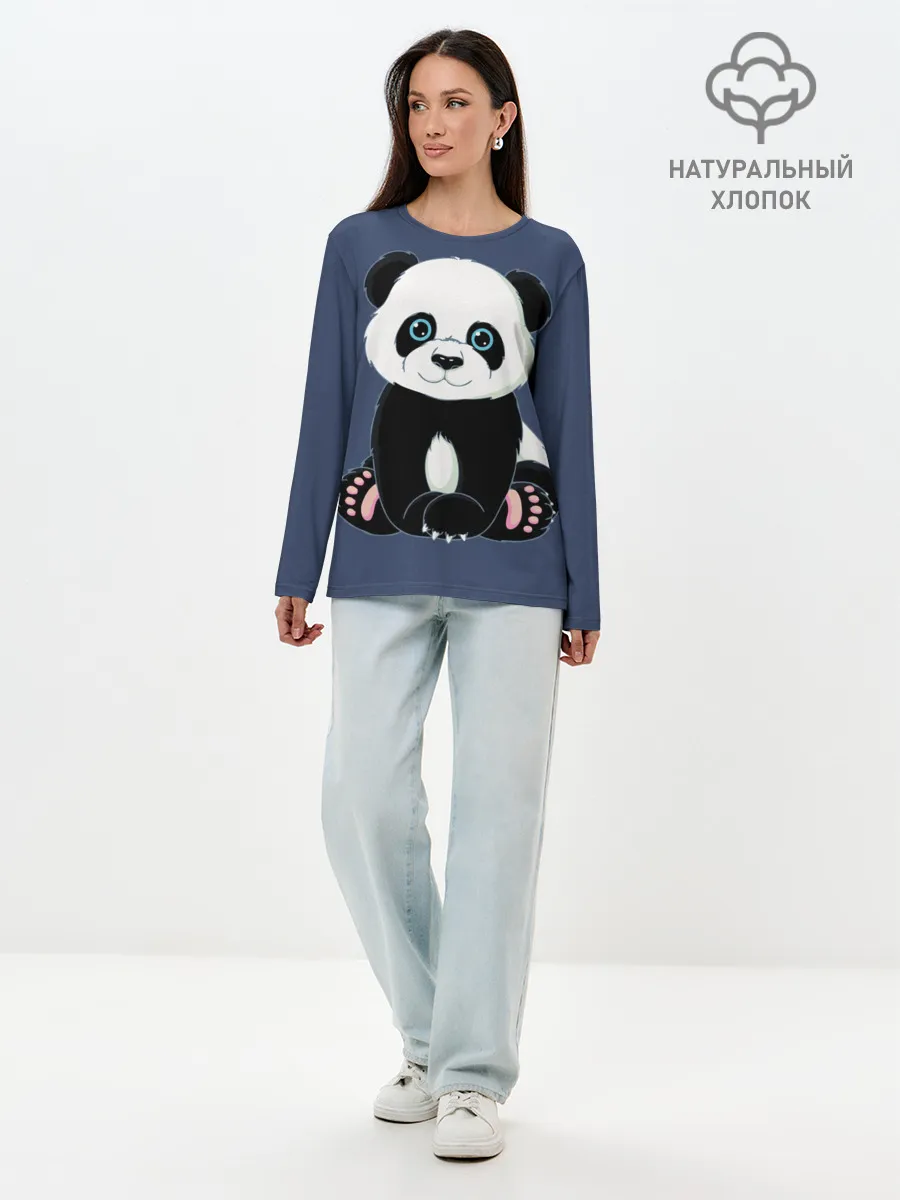 Лонгслив женский. Хлопок / Милая Панда
